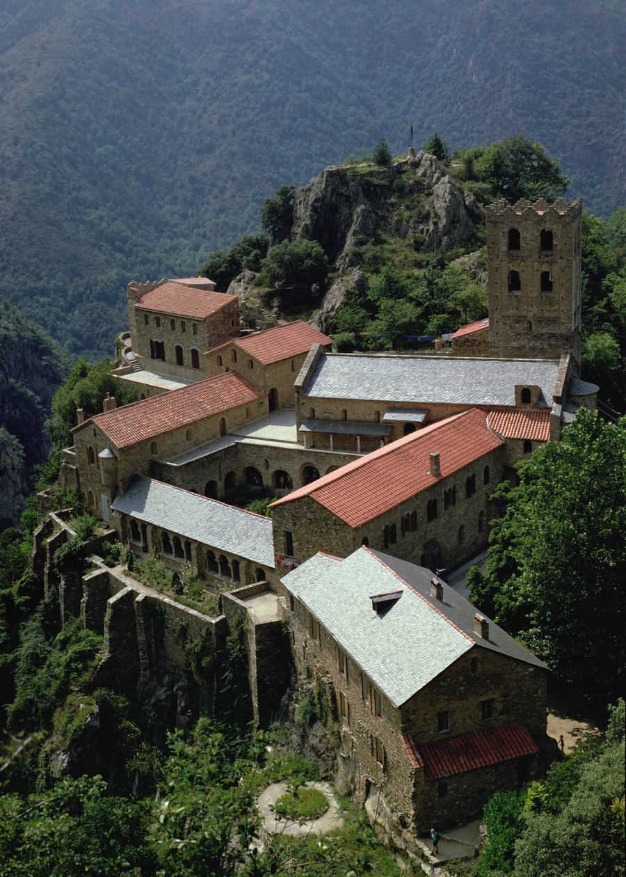 Utsikt over klosteret St. Martin du Canigou av French School