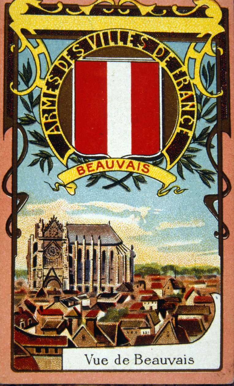 Utsikt over den franske byen Beauvais, rundt 1900 (kromolitografi) av French School