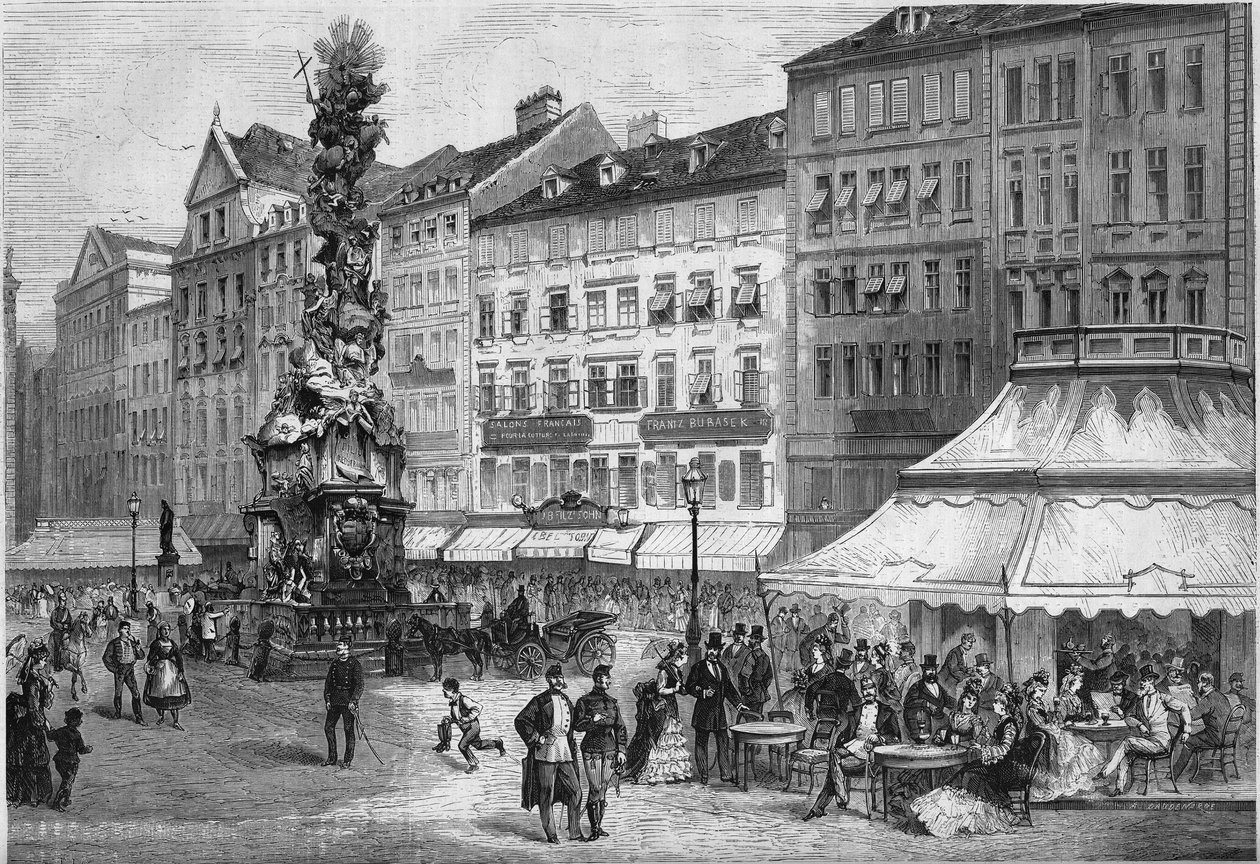 Utsikt over "Graben" i sentrum av Wien, Østerrike av French School