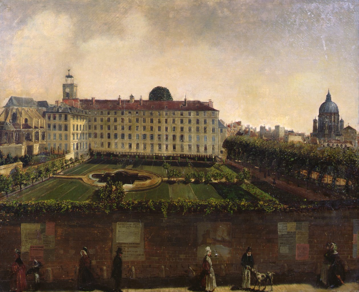 Utsikt over Institut National des Jeunes Sourds, Paris, ca. 1840 (olje på lerret) av French School