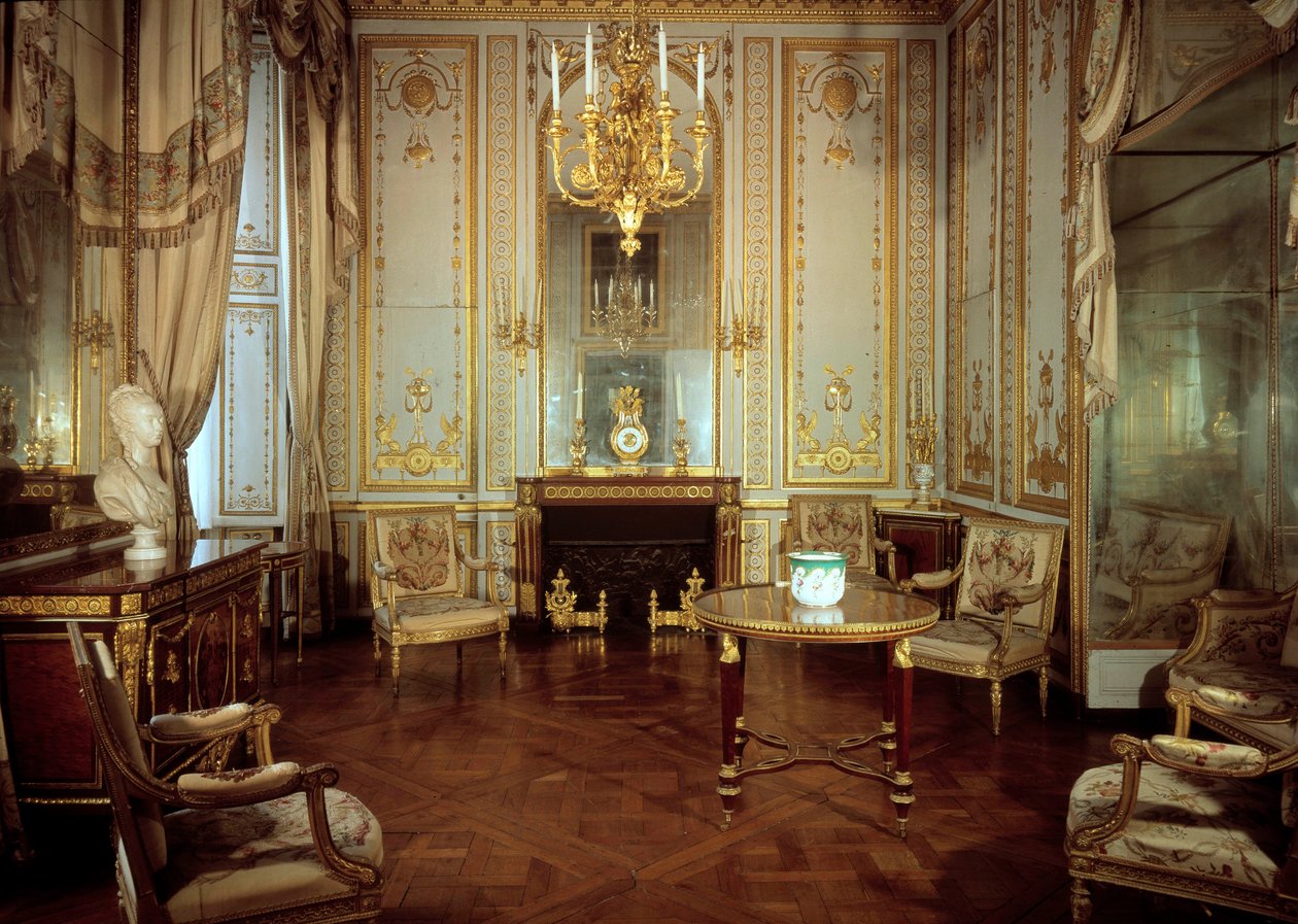 Utsikt over det indre kabinettet til dronning Marie Antoinette (1755-1793) (dore-kabinettet). Versailles, slottsmuseum av French School