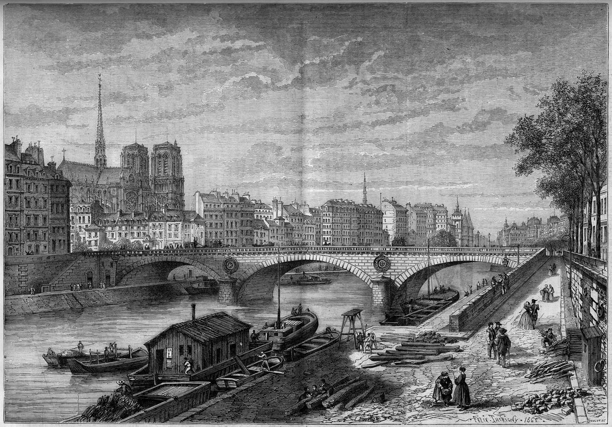 Utsikt over Louis Philippe-broen (1861-1862), Paris av French School