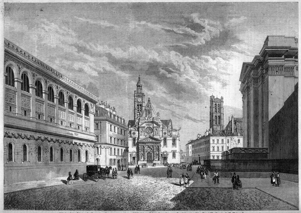 View of the Sainte Genevieve mountain, Paris av French School
