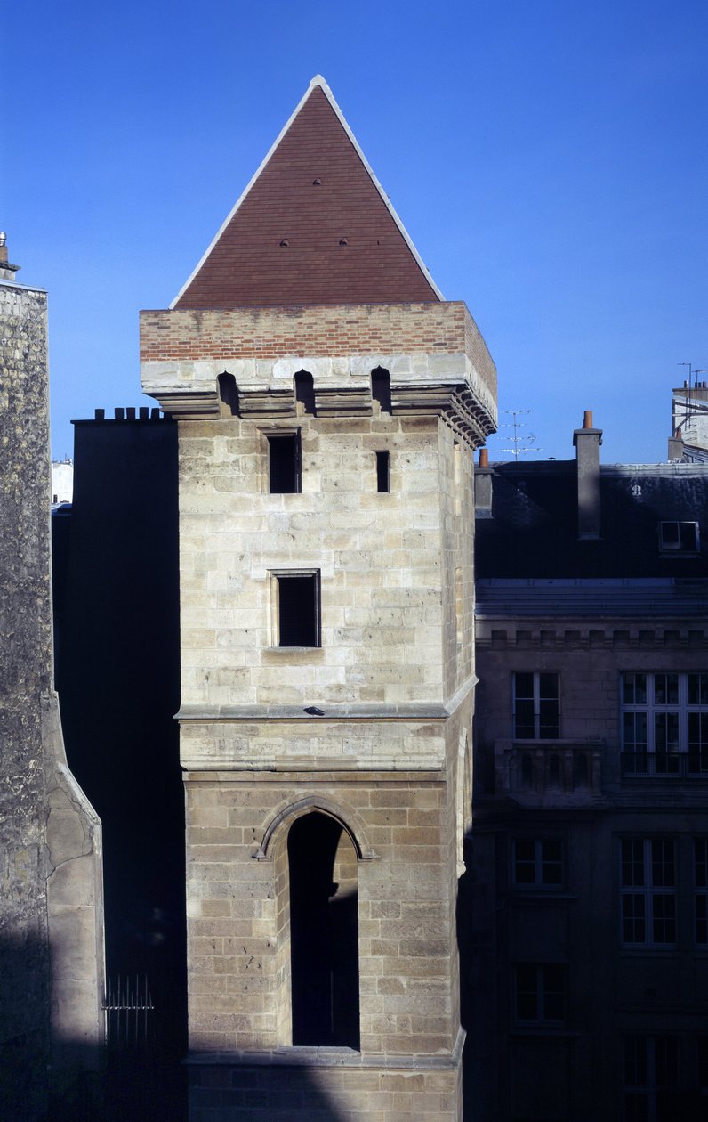 View of the Tower of John without fear, built in 1408 by John I of Burgundy known as John without fear (1371-1419), following the assassination of the Duke of Orleans. It was part of the Hotel de Bourgogne, a former hotel of Artois erige against the ground av French School