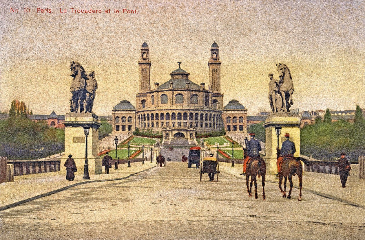 Utsikt over Trocadero og Pont d#39;Iena av French School