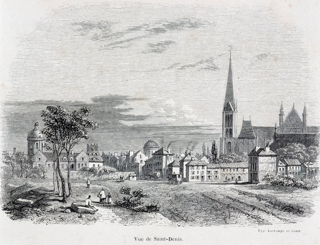 Utsikt over byen Saint Denis, tidlig på 1800-tallet. av French School