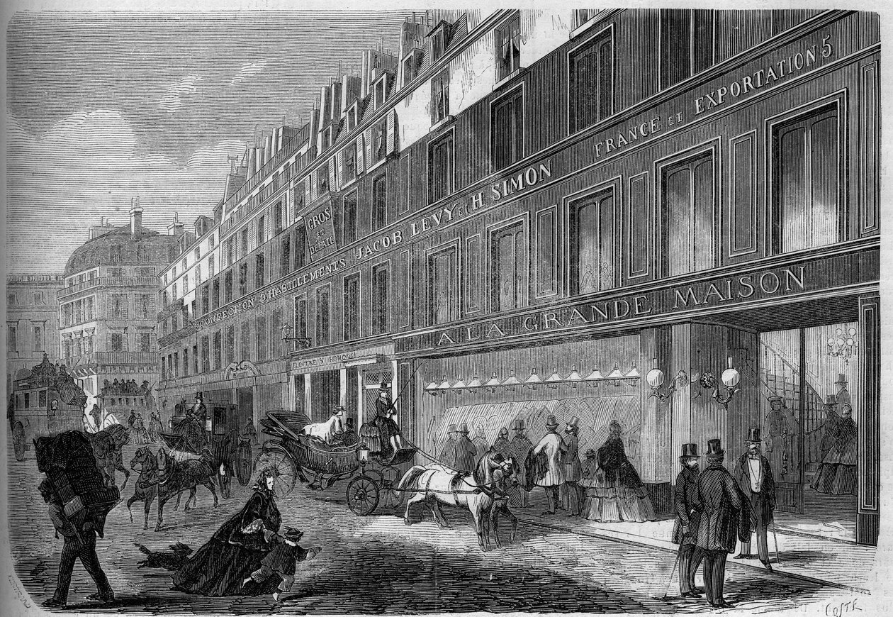Utsikt over fasaden til "" La Grande Maison"", klesfabrikk. Paris av French School