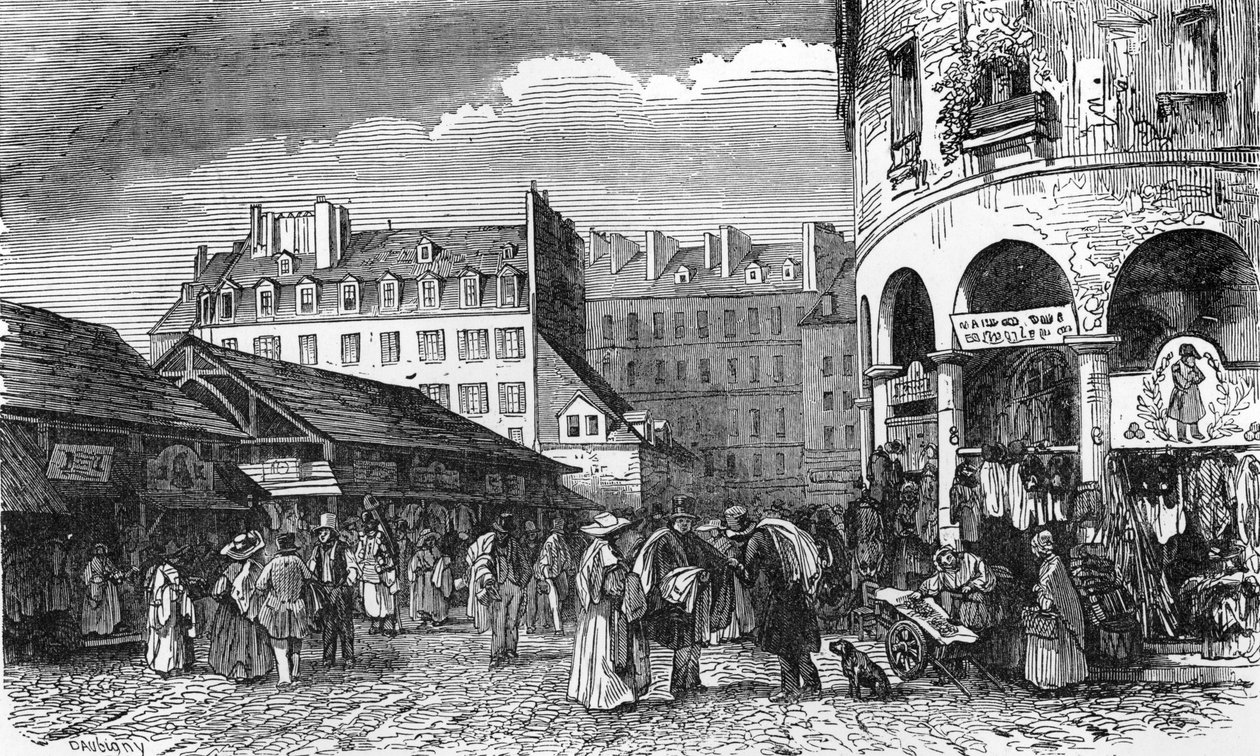 Utsikt over rotunden til den gamle tempelmarsjen (gravering) av French School