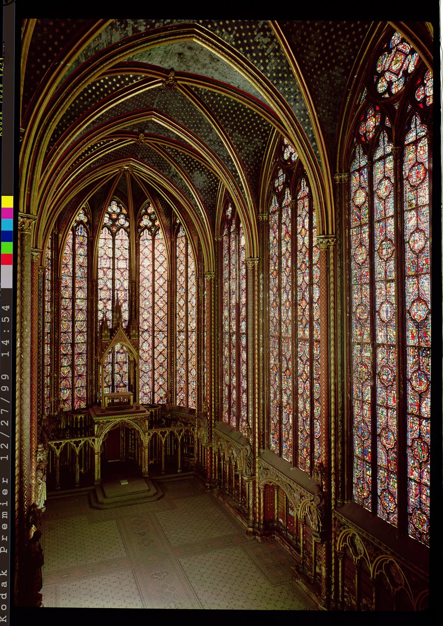 Utsikt over glassmaleriene i det øvre kapellet, 1246-48 av French School