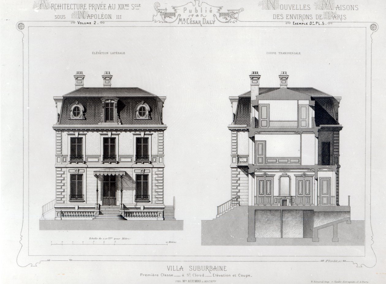 Suburban Villa, Premier Chasse på St. Cloud, fra Architecture Privee au C19th, av French School