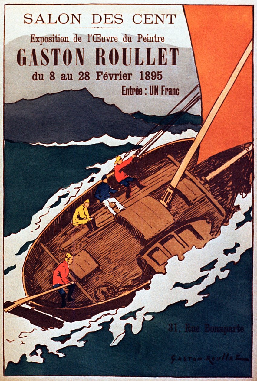Vintage plakat for malegalleriutstilling av kunstneren Gaston Roulette, 1895 av French School