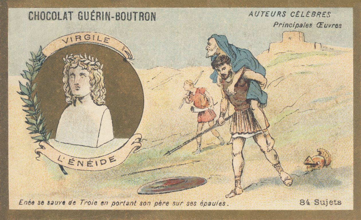 Virgil (70 f.Kr. J-C-19 f.Kr.), latinsk poet, forfatter av "Aeneiden", et epos skrevet mellom 29 og 19 f.Kr. av French School