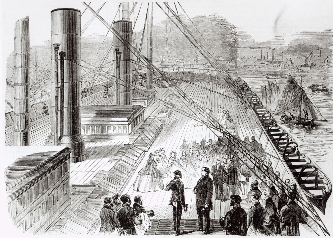 Prins Napoleons besøk til Great Eastern i Southampton 18. oktober 1859, illustrasjon fra Le Monde Illustre 5. november 1859 av French School