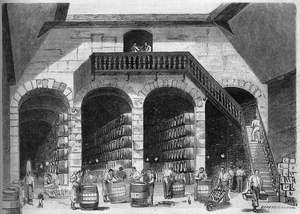 Viticulture: internal view of the chaix and cellars of M. Cruse et fils freres, Bordeaux, Gironde (33) av French School