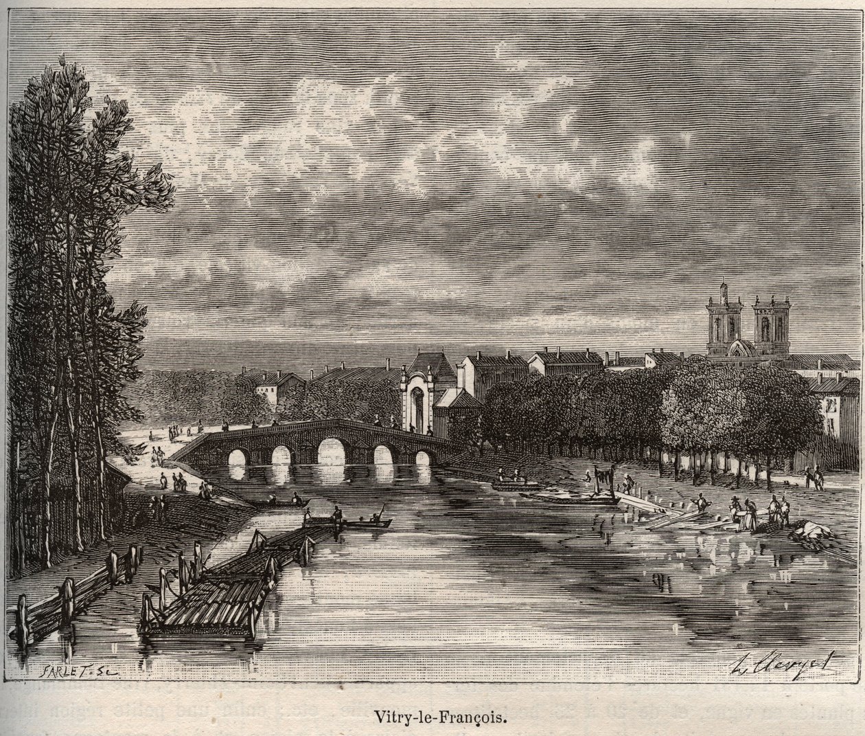 Vitry-le-Francois (Vitry le Francois) avdeling i Marne - gravering i "La France illustree: geografi, historie, statistisk administrasjon" av V.A. Malt-brun. 1884 av French School