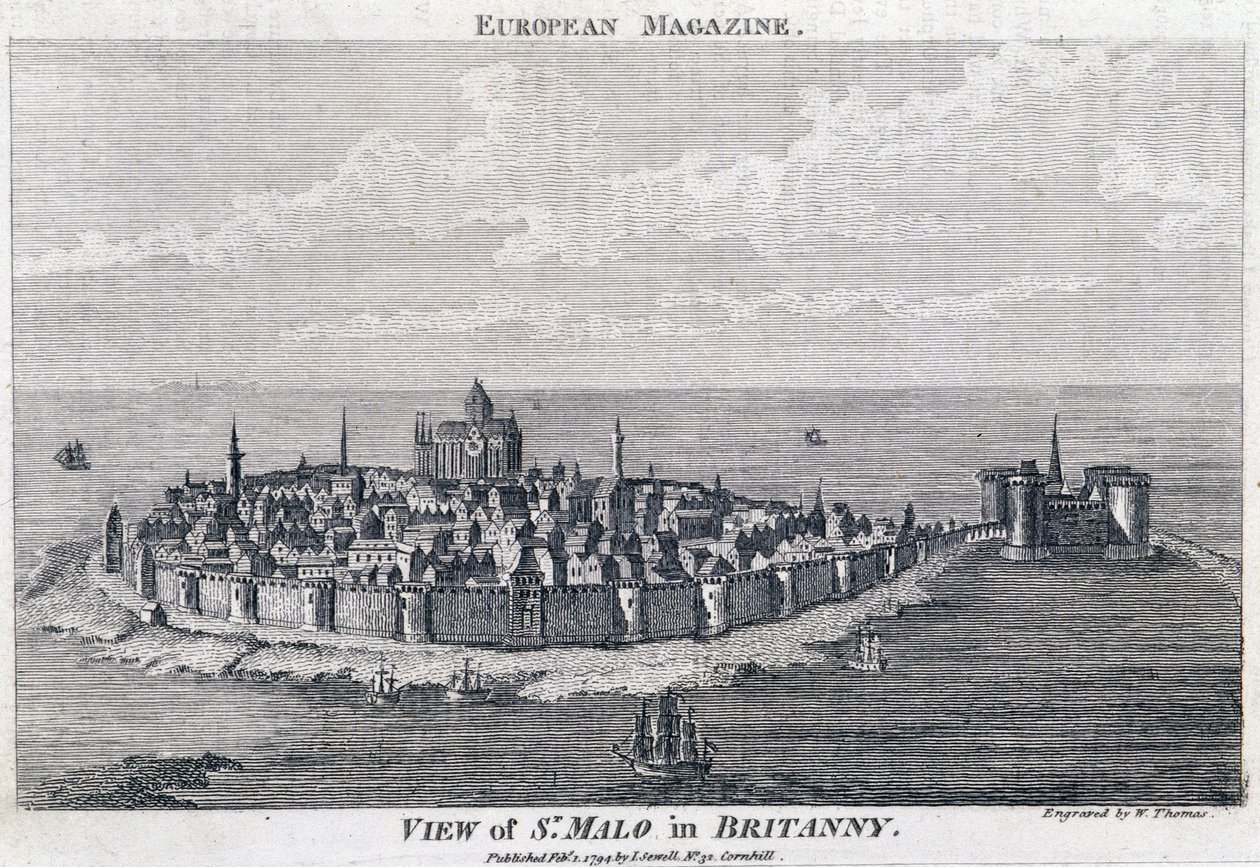 Utsikt over St. Malo - Gravering av Thomas av French School