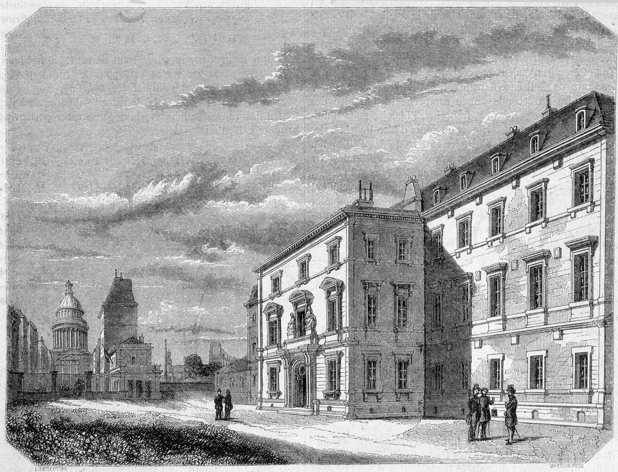 Utsikt over Ecole Normale - gravering, sent på 1800-tallet av French School