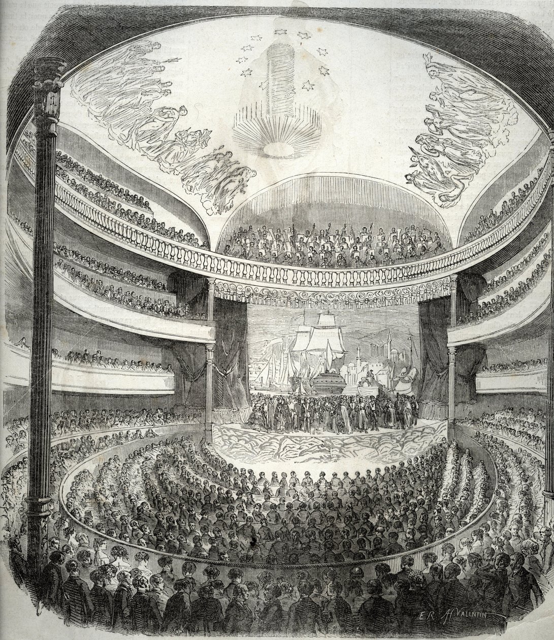 Utsikt over teateret rue du Chateau d'eau tidligere rue Neuve-Saint-Nicolas - (tidligere kafé-konsert og teater, blir suksessivt kalt "" Konsert på 1800-tallet", "" Eden-Comedie", "" New-Theatre du Chateau water& av French School