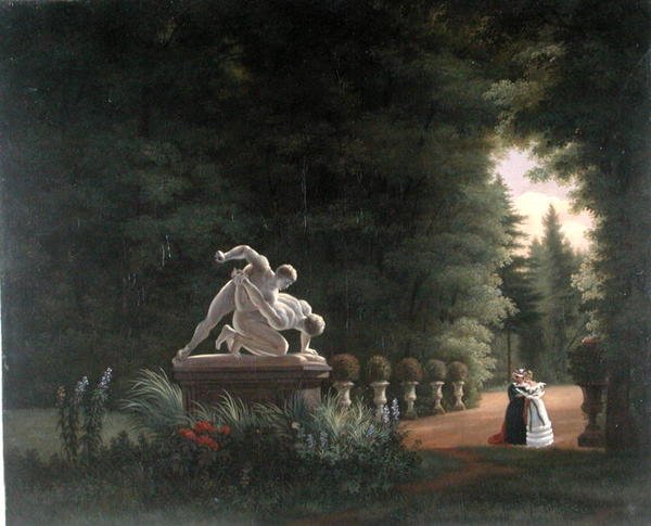 Vandring i Folie-Beaujon i Paris, ca. 1830 (olje på lerret) av French School
