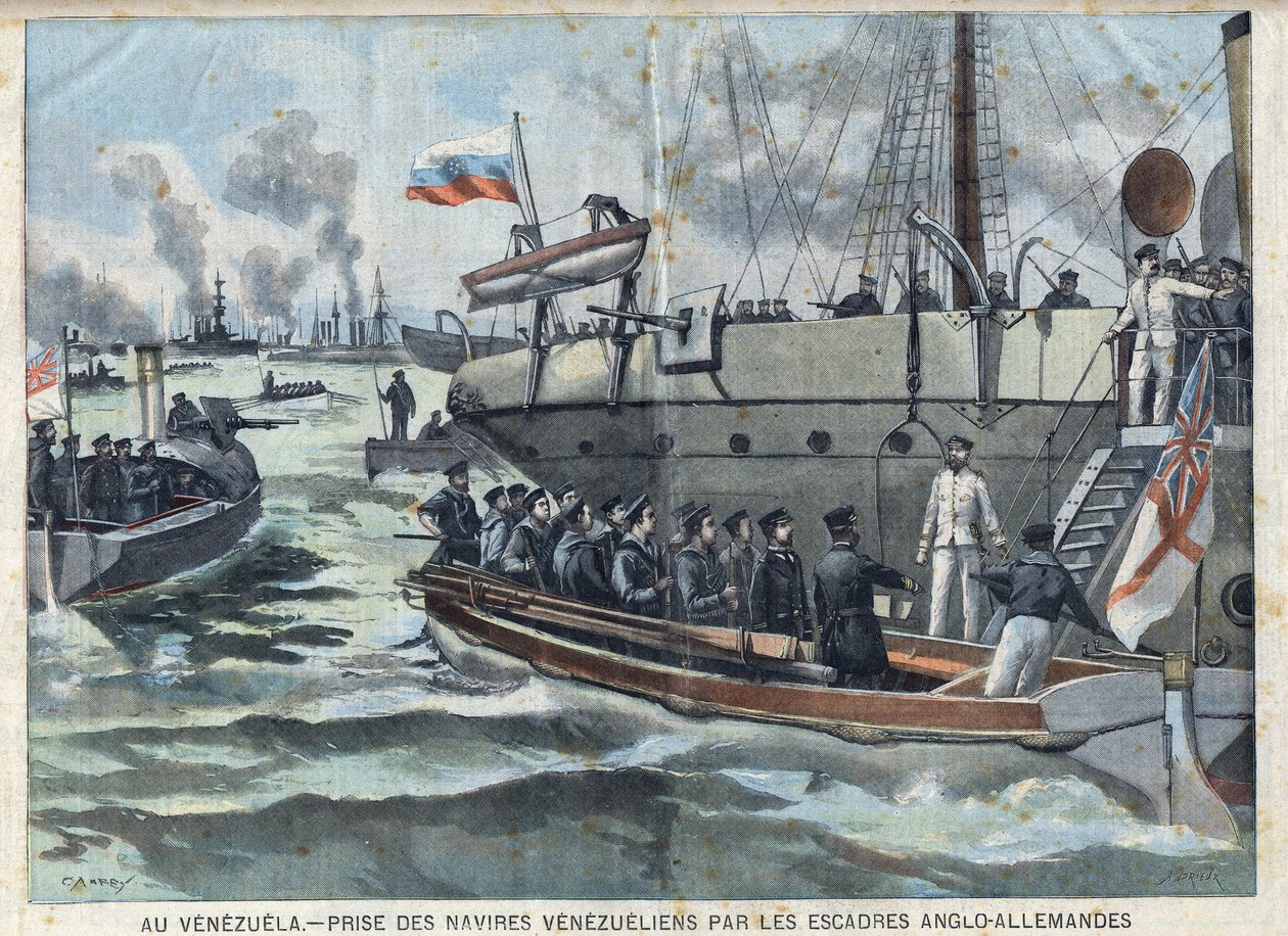 War in Venezuela: capture of Venezuelan ships by Anglo-German (Anglo-German) squadron, in "Le Petit Parisien” av French School