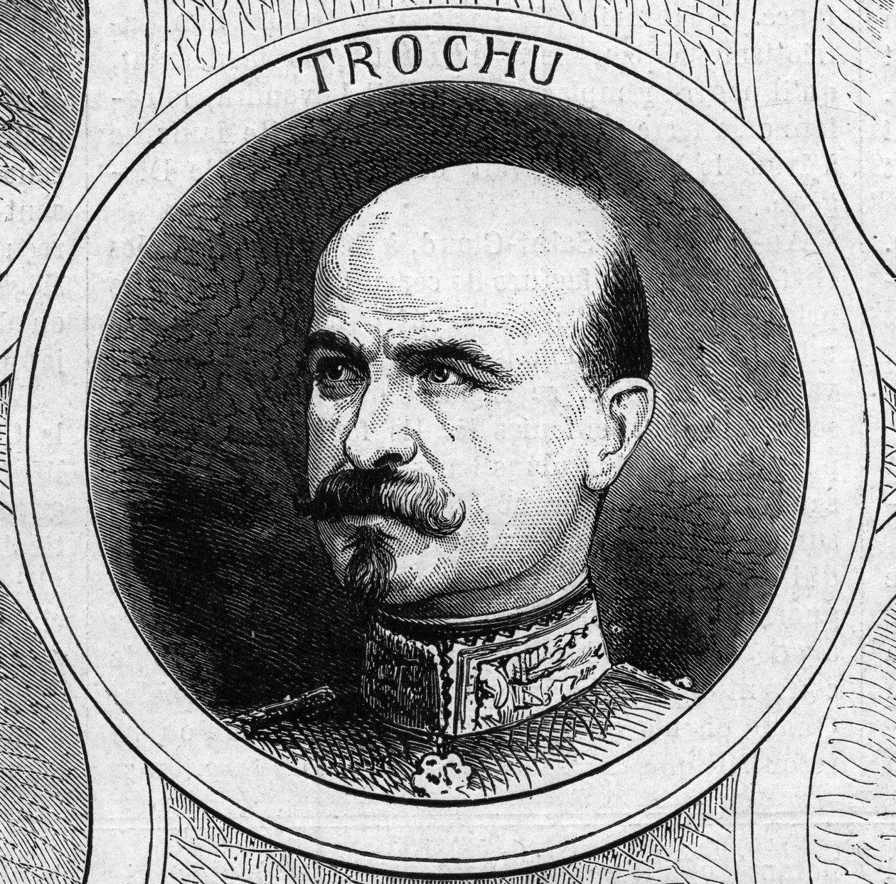 Krigen i 1870 - regjeringen for det nasjonale forsvaret: portrett av general Louis Jules Trochu (1815-1896), president for den provisoriske regjeringen i 1870. Gravering i "" Le Monde Illustré"" nr. 706 av 22. oktober av French School