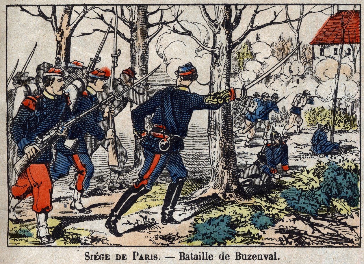 Krig i 1870 mellom Frankrike og Preussen: Slaget ved Buzenval i Paris-regionen 19.01.1871. av French School