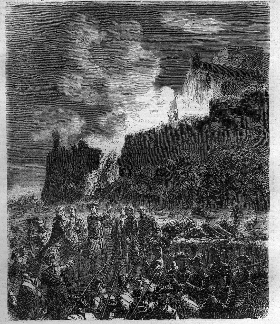 War of the Spanish Succession (1701-1714) between France and its ally Spain and a coalition of European countries. Engraving in “Histoire des Papes-Rois-Queen and Empereurs a travers les centuries”” by Maurice Lachatre av French School