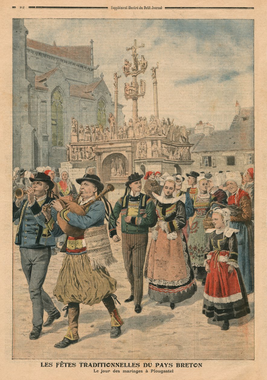 Bryllupsdag i Plougastel, Bretagne, illustrasjon fra Le Petit Journal, bilagsillustre, 27. januar 1907 av French School