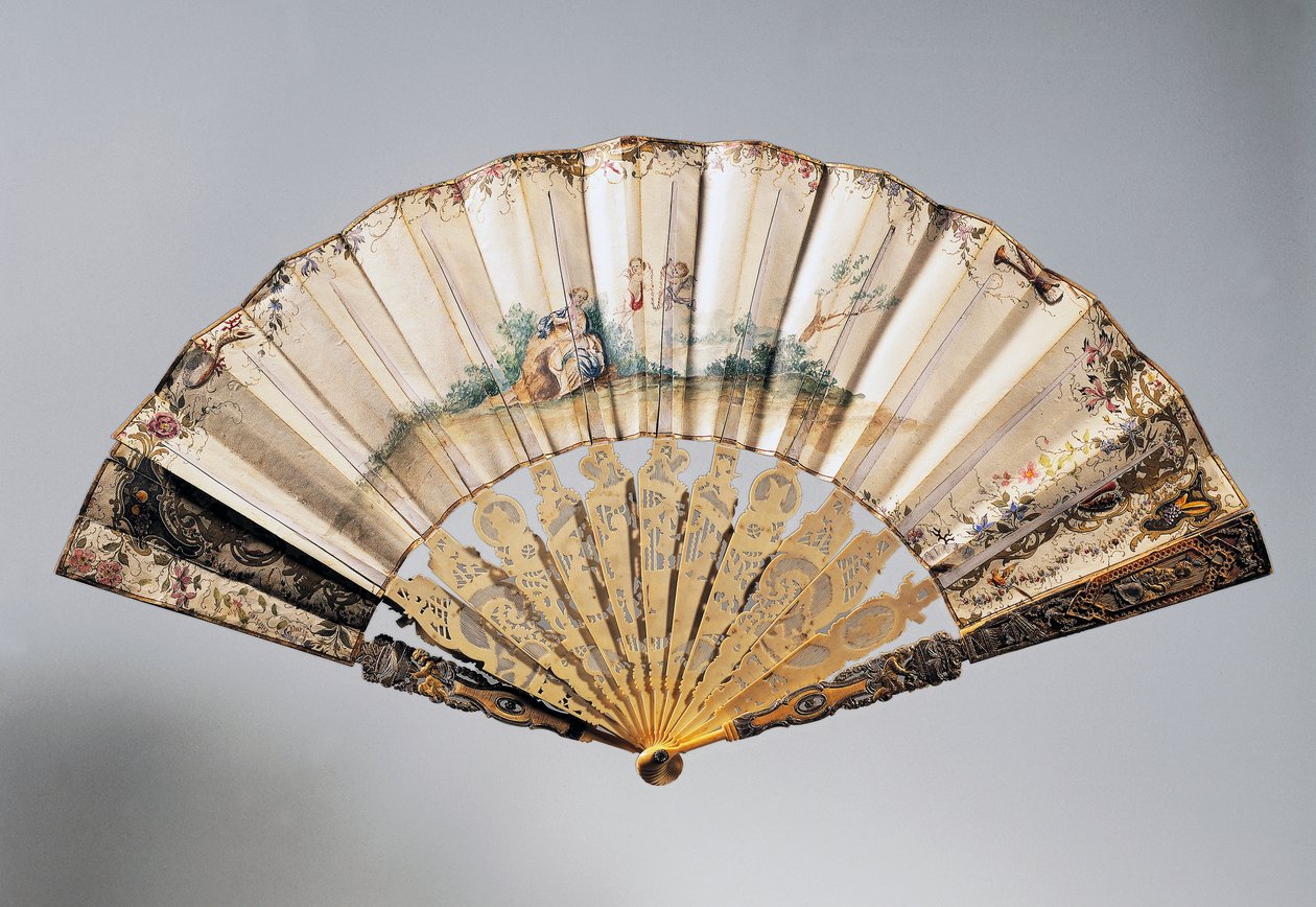 Bryllupshåndvifte med kjeruber og Bathsheba, ribber i Louis XVI-stil av French School