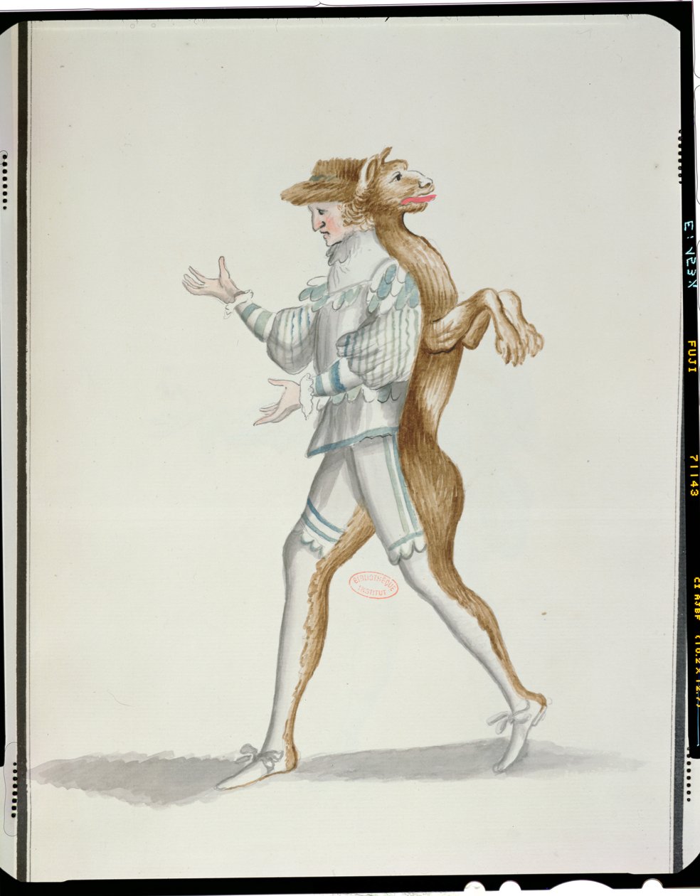 Varulvkostyme for Ballet de la Nuit av Jean-Baptiste Lully (1632-87) danset av Louis XIV, 23. februar 1653 (wc på papir) av French School