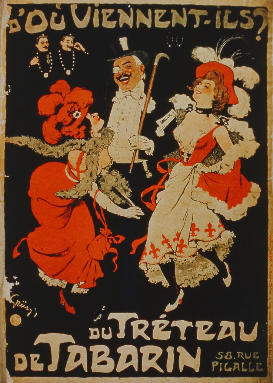 Hvor er de fra? Fra The Treteau de Tabarin, Pigalle, Paris av French School