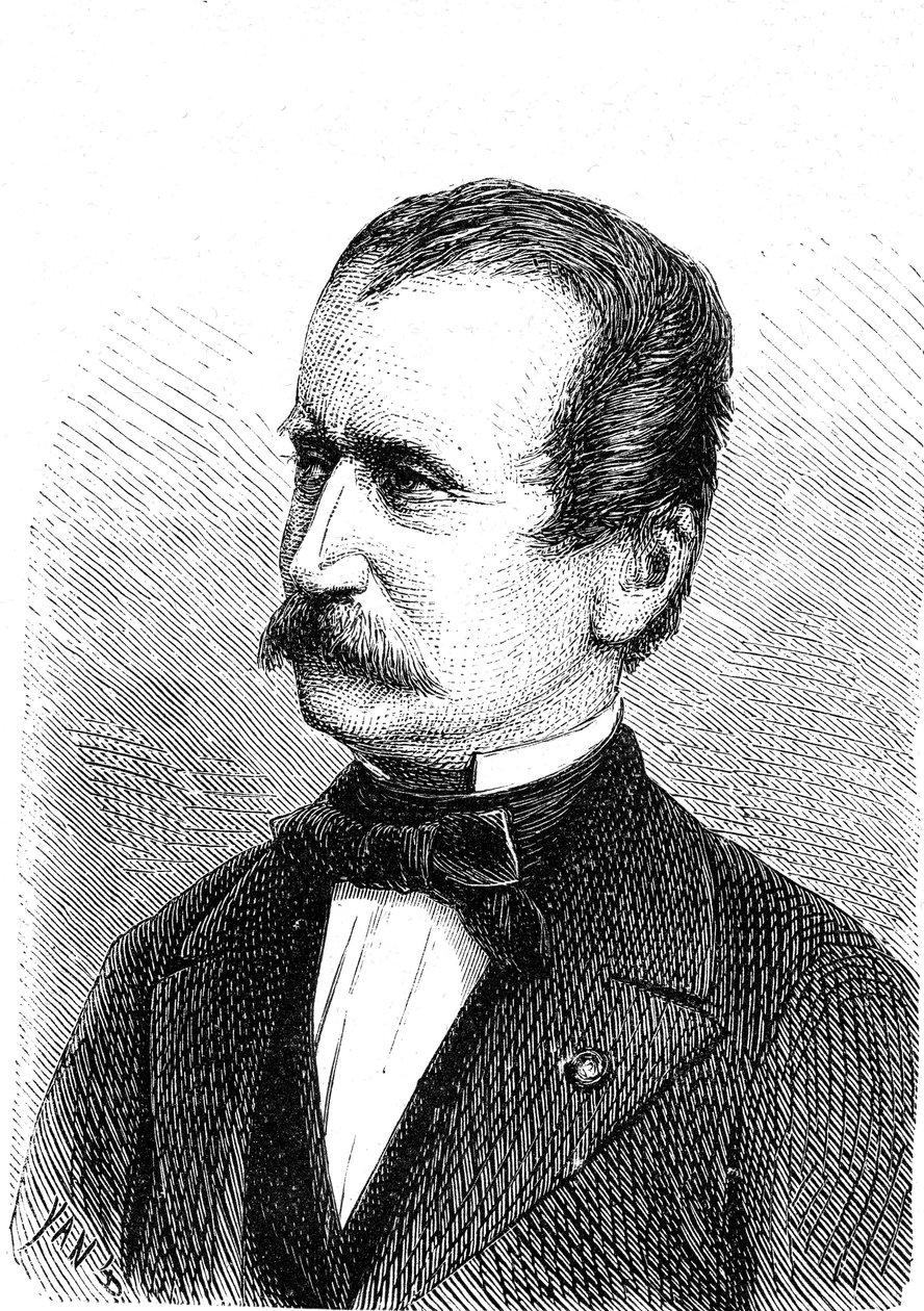 Wilhelm ENGERTH (1814-1884), østerriksk ingeniør, designer av det første fjelllokomotivet. Gravering 1867 av French School