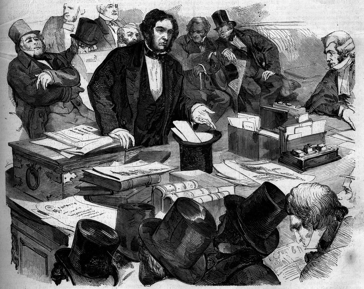 William Ewart Gladstone (1809-1898), engelsk politiker, kansler for kansleren, presenterte budsjettet og handelshandelen i Underhuset. London, England av French School