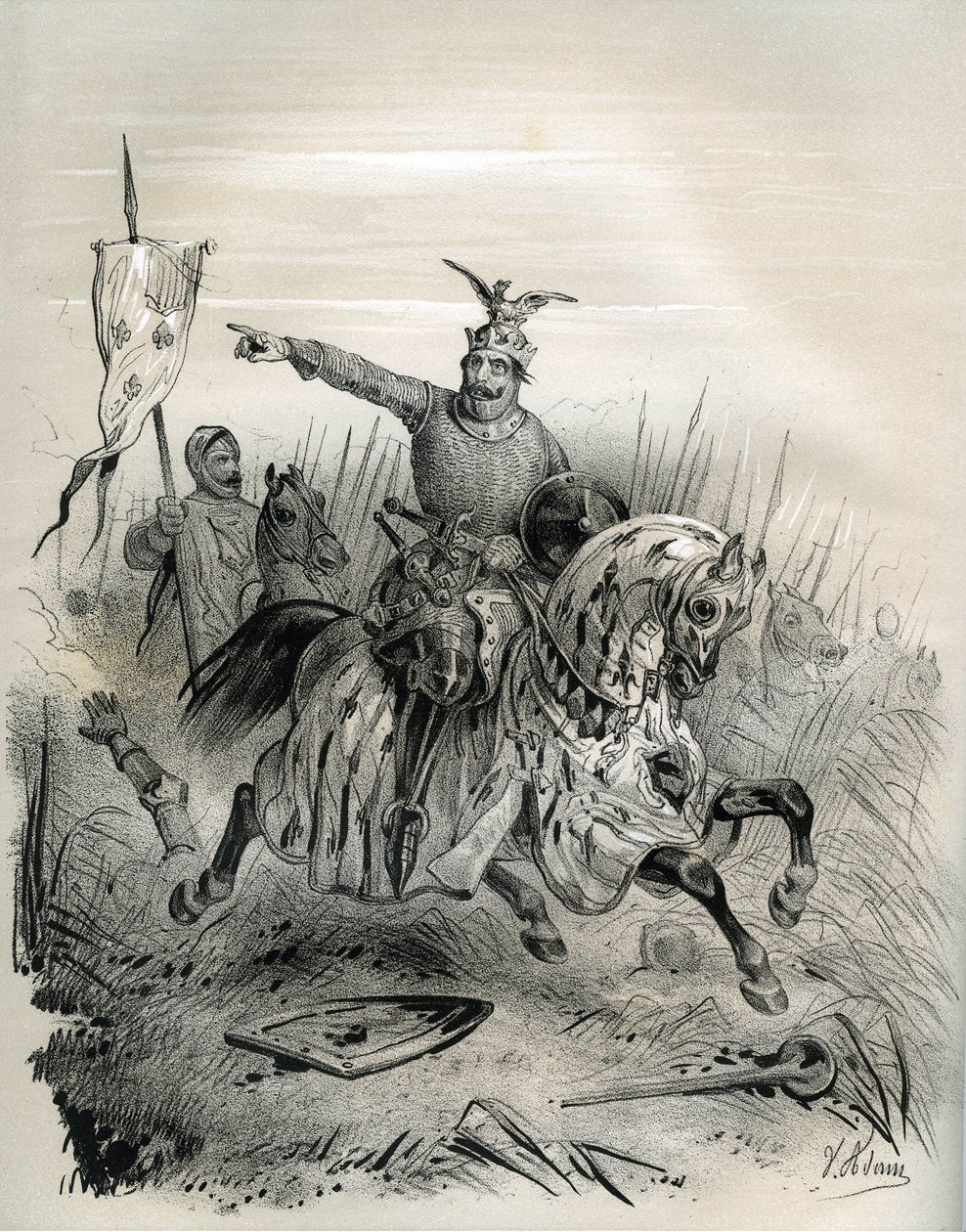 Vilhelm Erobreren under angrepet og fangsten av Mantes i juli 1087, illustrasjon fra 