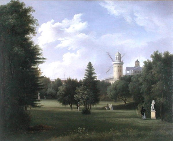 Vindmølle ved Folie-Beaujon i Paris, ca. 1830 (olje på lerret) av French School