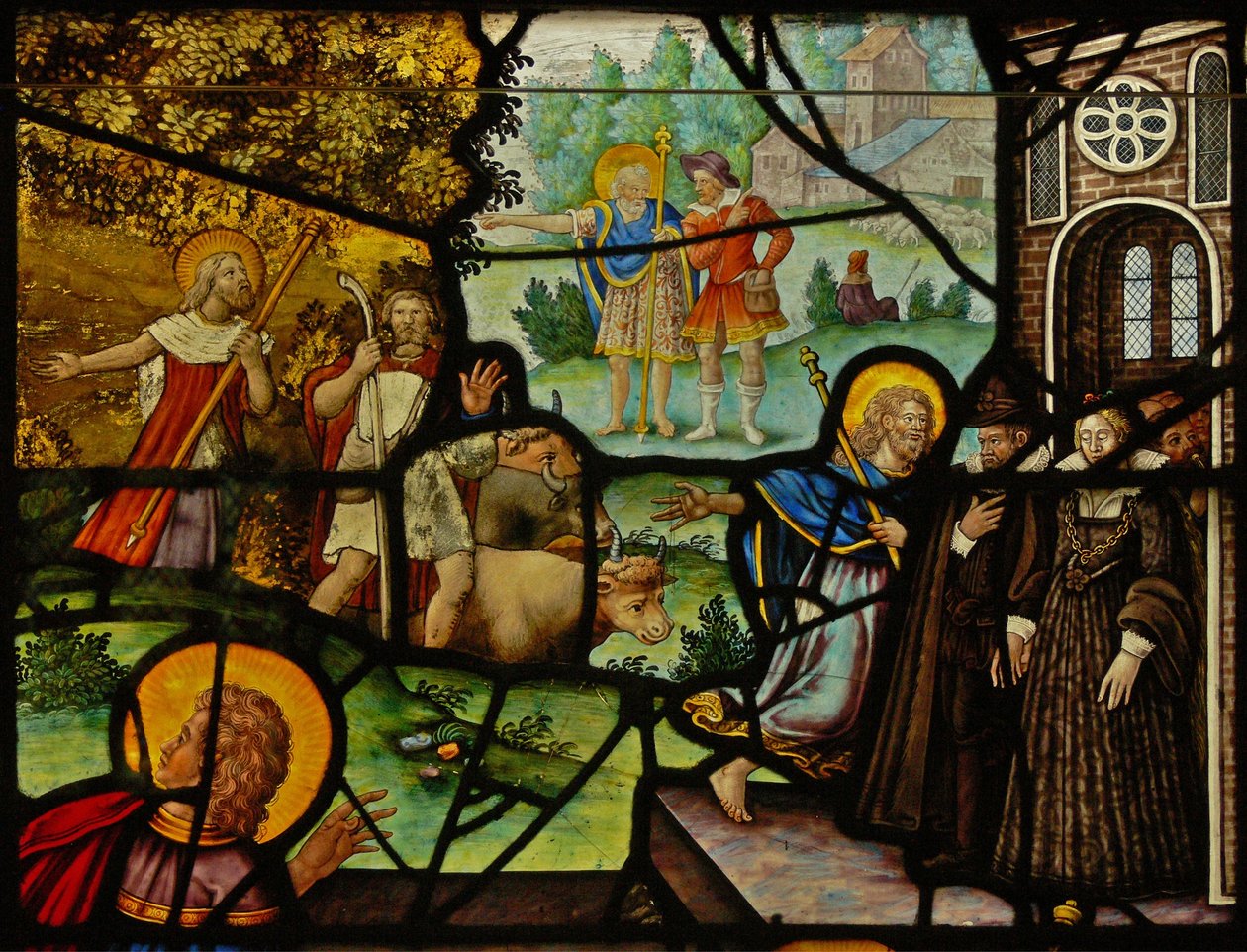 Vindu Charnier-10 som viser Manna fra himmelen; Kristus og Verten av French School
