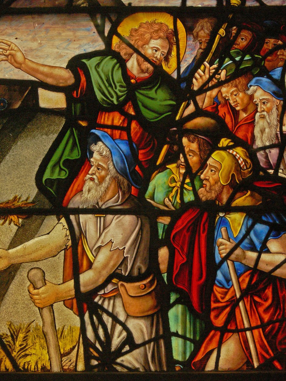 Vindu Charnier-10 som viser Manna fra himmelen; Kristus og Verten av French School