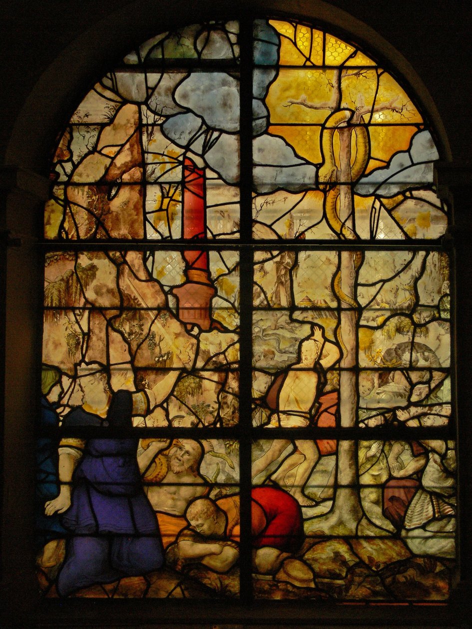 Vindu Charnier-5 som viser Moses og den skamløse slangen av French School