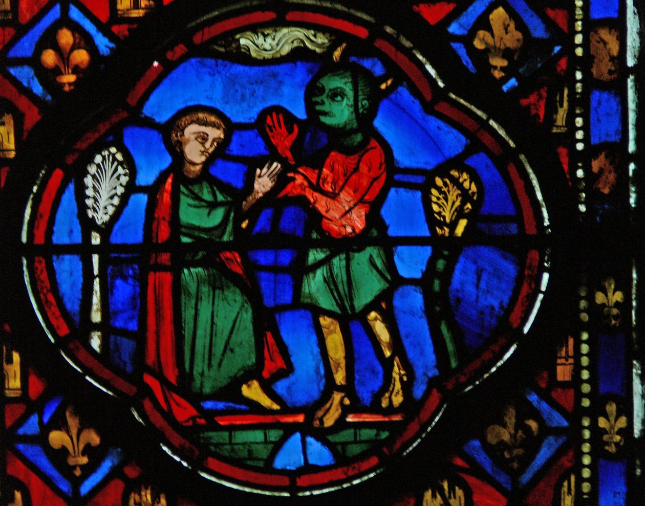 Window Ew-R som viser Theophilus med en djevel av French School