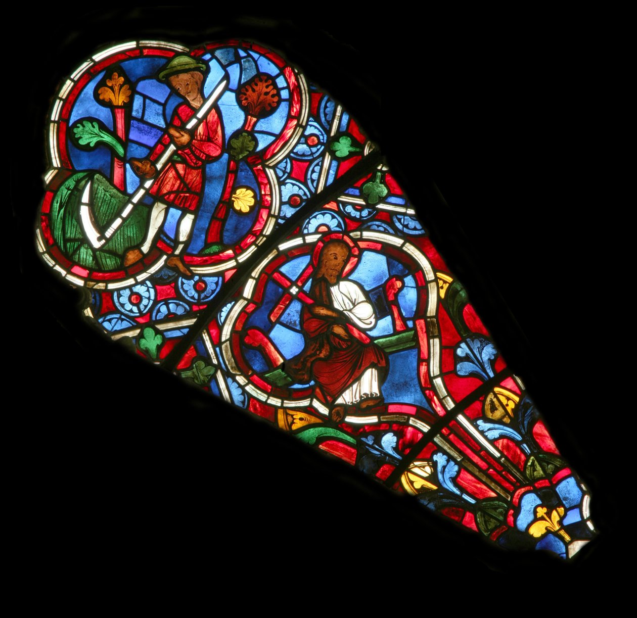 Window Ew som viser St Andrew and the Labors of the Months. juni av French School