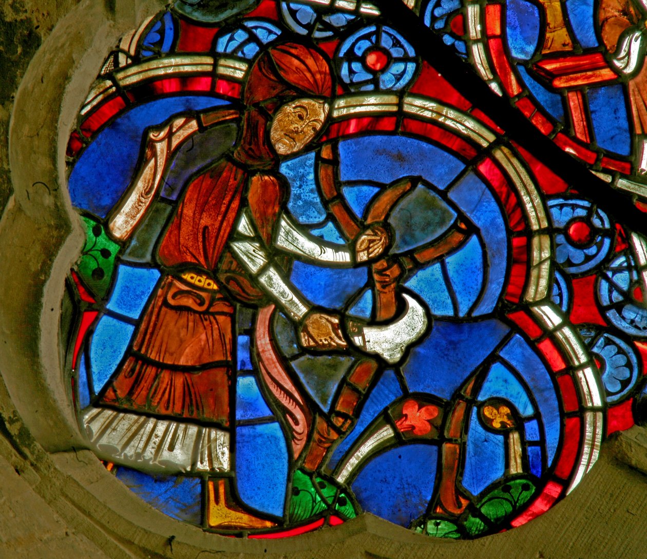Window Ew som viser månedenes arbeid. mars av French School
