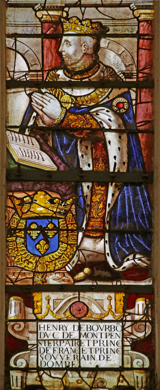 Vindu som viser Henri de Bourbon (farget glass) av French School