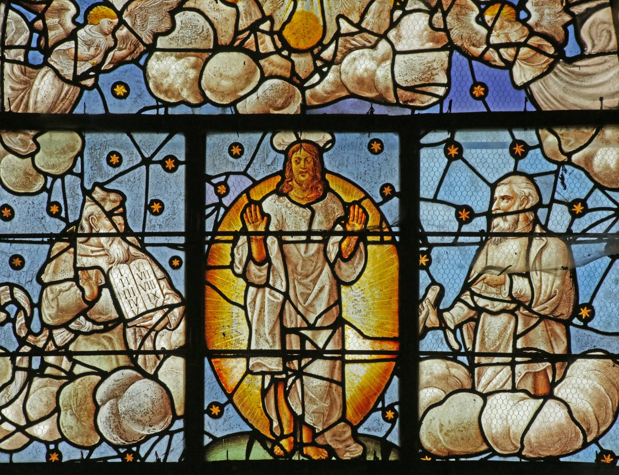 Vindu som viser Moses og Elia ved forvandlingen av French School
