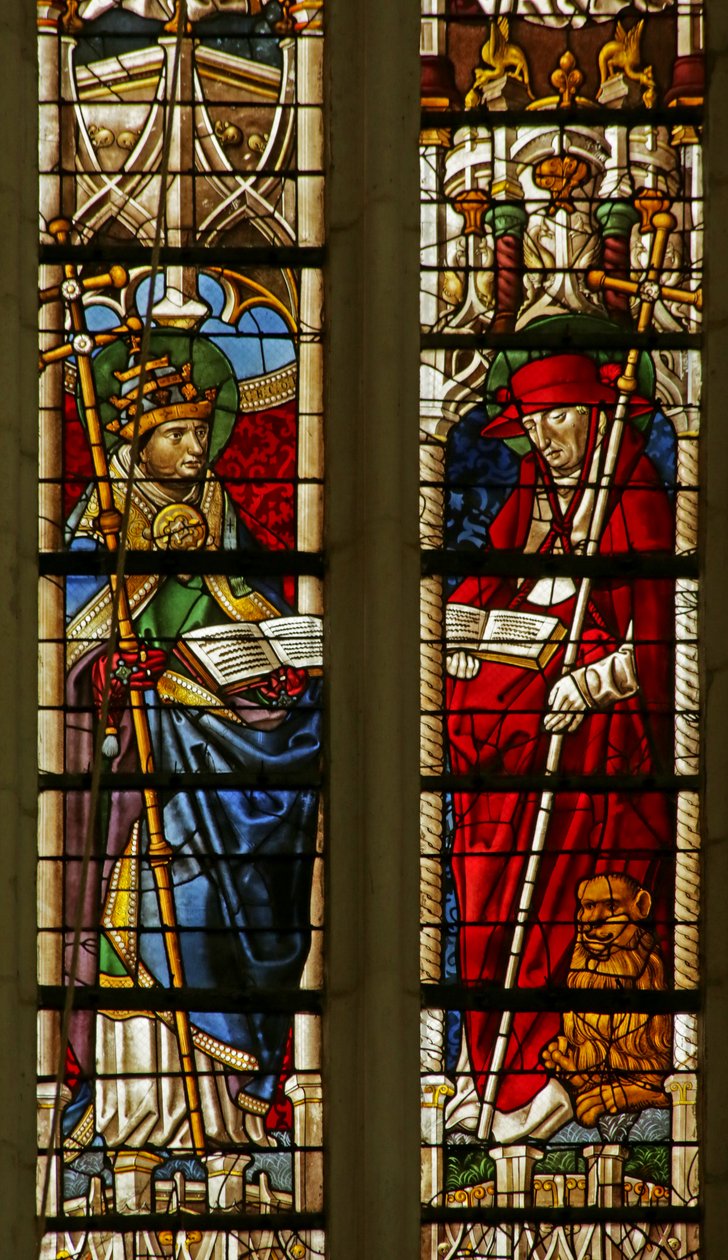 Vindu som viser Saint Gregory og Saint Jerome av French School