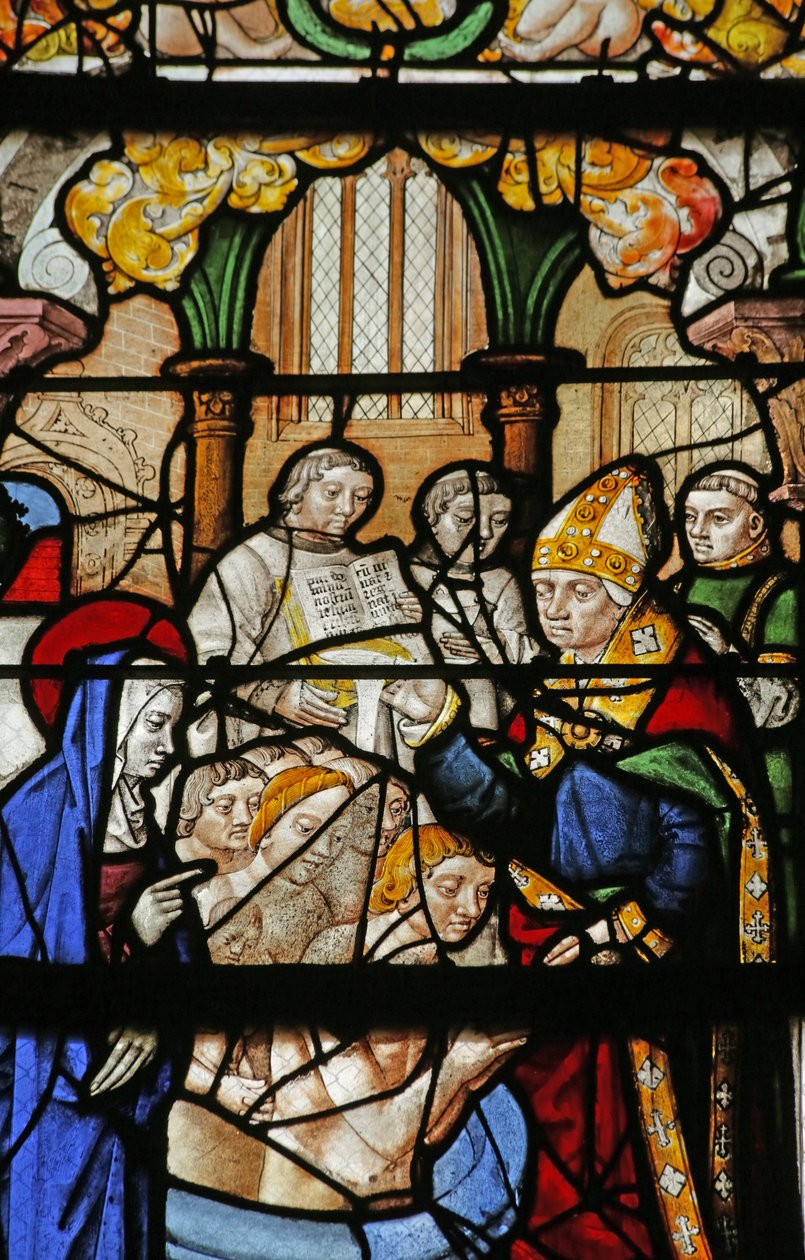 Vindu som viser Saint Mary Magdalene: greven av Provence og hans kone blir døpt av French School