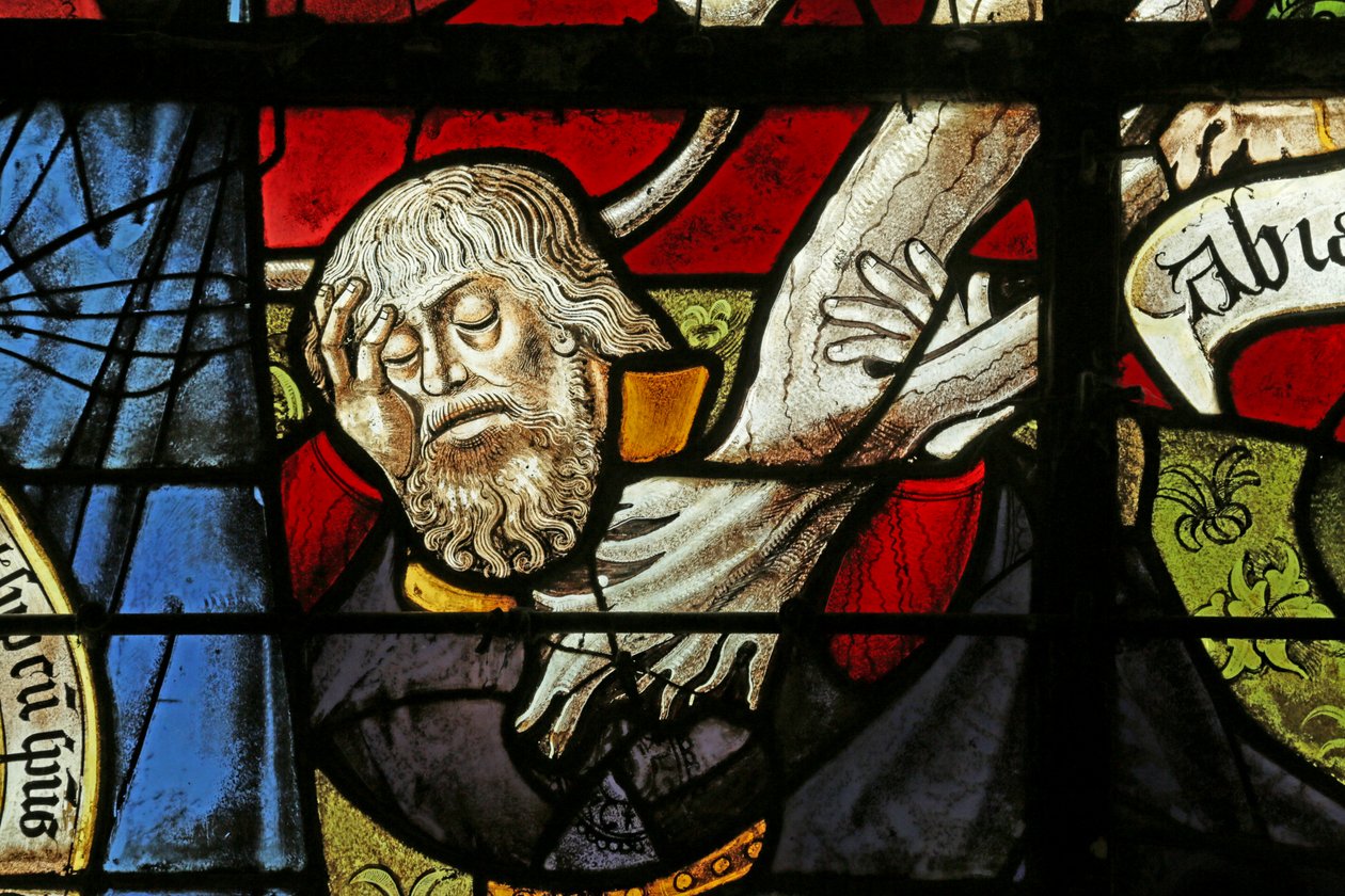Vindu som viser Tree of Jesse: Jesse sover, 1500- og 1900-tallet av French School