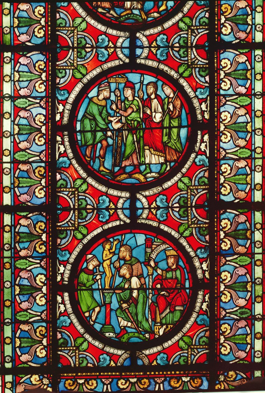 Vindu som viser scener fra St. Maurices liv, 1100-1200-tallet av French School