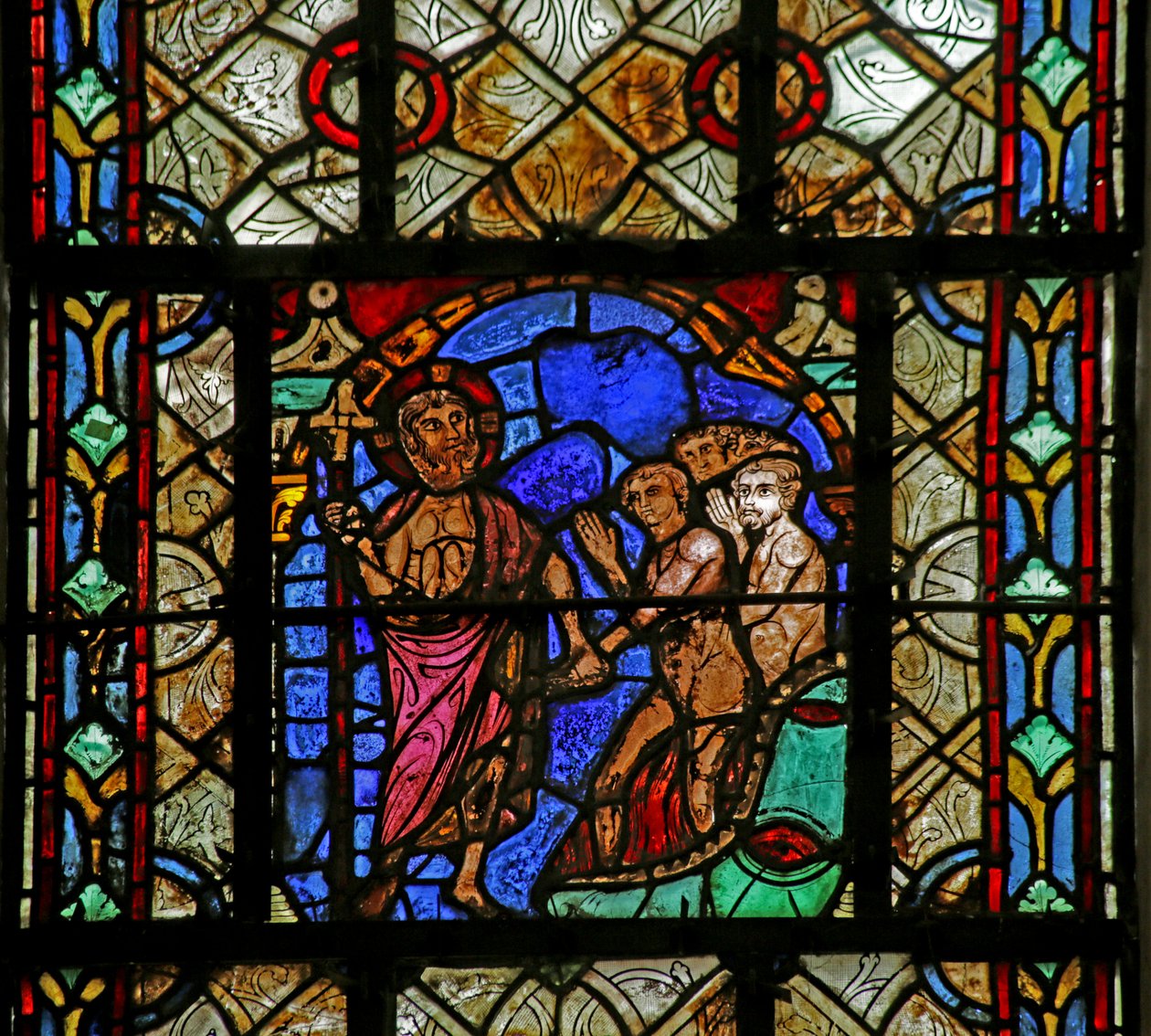 Vindu som viser Harrowing of Hell av French School