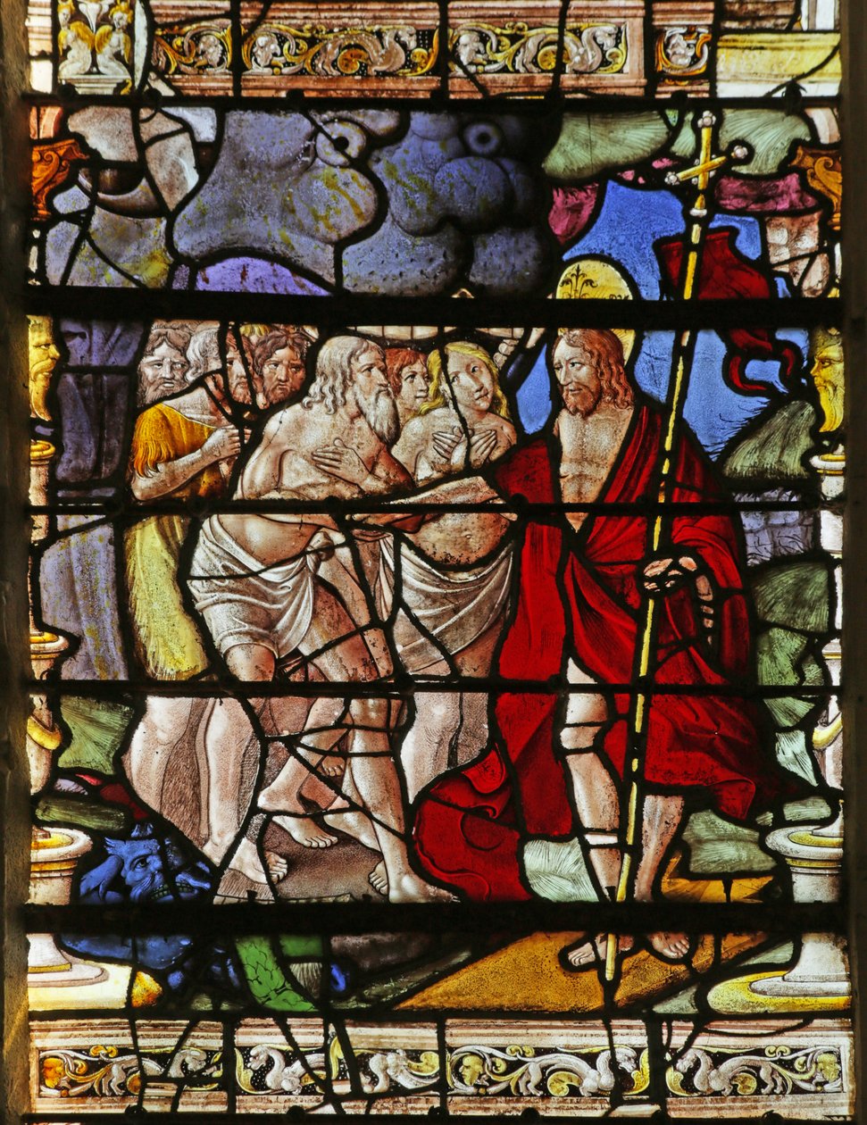 Vindu som viser Harrowing of Hell av French School