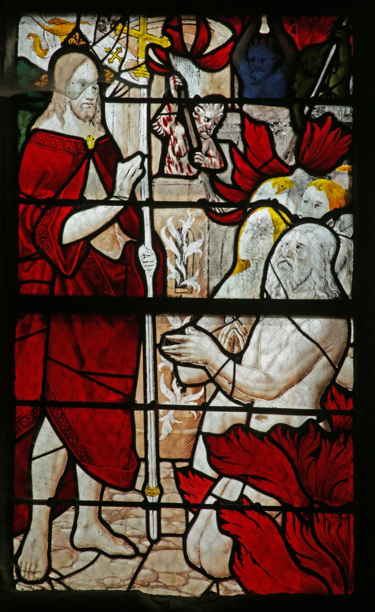 Vindu som viser Harrowing of Hell, 1505-10 av French School